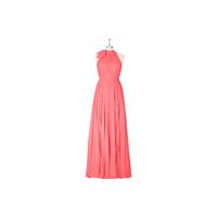 Watermelon Azazie Cailyn - Floor Length Chiffon Halter Back Zip Dress - Cheap Gorgeous Bridesmaids S