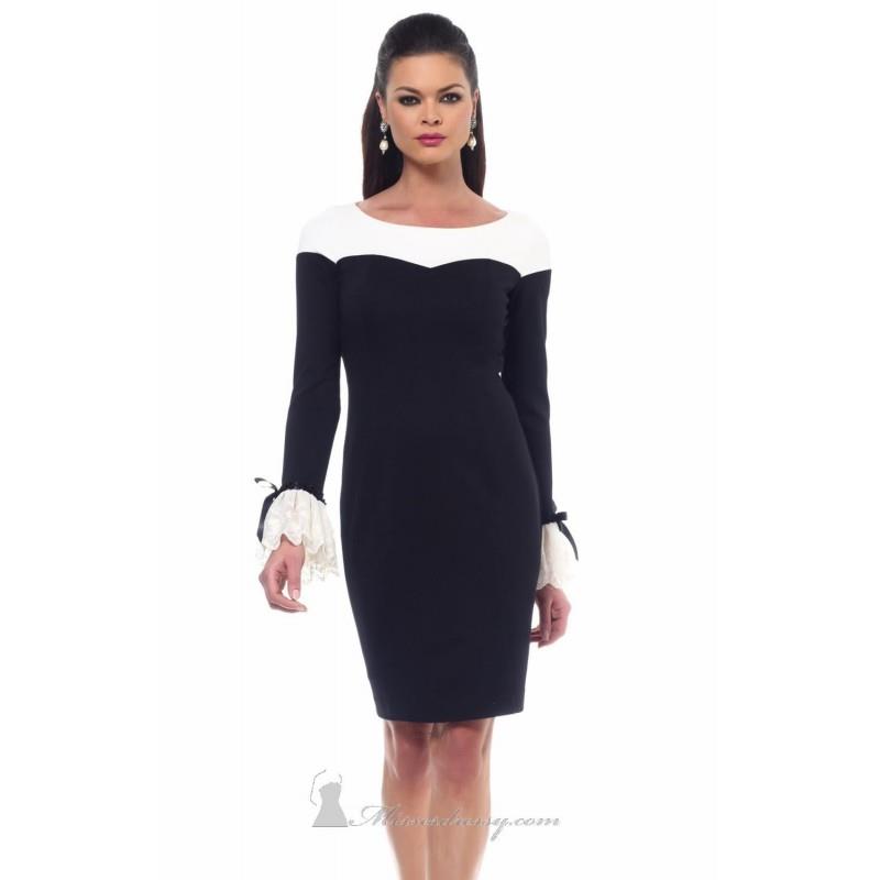 My Stuff, Black/Ivory Long Sleeved Cocktail Dress by NUE by Shani - Color Your Classy Wardrobe