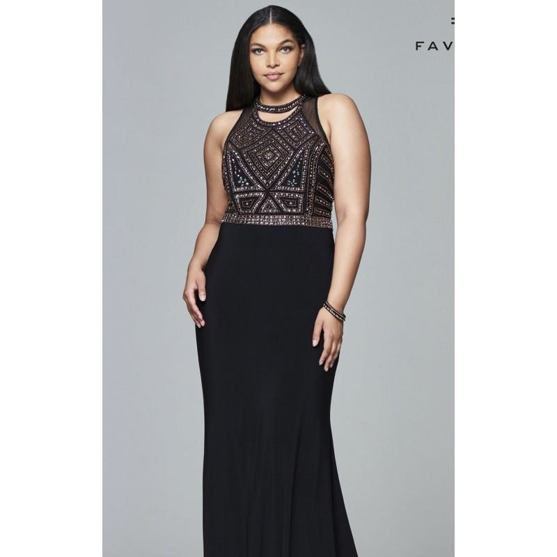 My Stuff, Black/Bronze Beaded Jersey Gown by Faviana - Color Your Classy Wardrobe