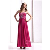 Impressive Sheath-Column Strapless Floor Length Chiffon Fandango Pink Evening Dress COZF1304D - Top