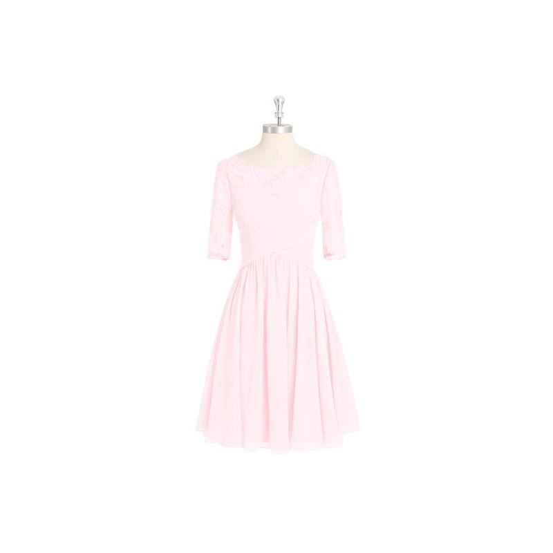 My Stuff, Blushing_pink Azazie Hattie - Boatneck Back Zip Chiffon And Lace Knee Length Dress - Cheap