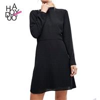 Fall 2017 women new style fashion sexy u-shaped Halter strap slim long sleeve dress - Bonny YZOZO Bo