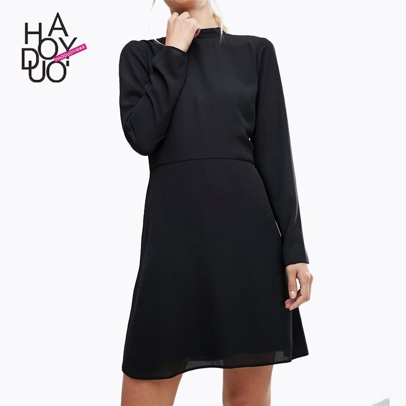 My Stuff, Fall 2017 women new style fashion sexy u-shaped Halter strap slim long sleeve dress - Bonn