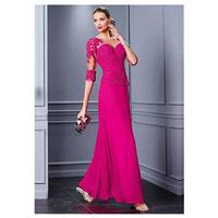 Attractive Tulle & Chiffon Bateau Neckline A-Line Mother of the Bride Dresses With Beaded Lace Appli