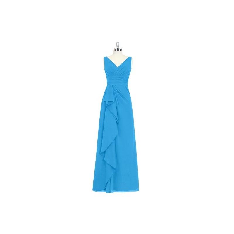 My Stuff, Ocean_blue Azazie Julianna - V Back V Neck Chiffon Floor Length Dress - Charming Bridesmai