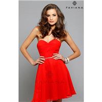 Candy Apple Red Faviana 7654 - Short Chiffon Dress - Customize Your Prom Dress