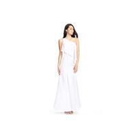 White Azazie Nadia - Floor Length One Shoulder Chiffon Side Zip Dress - Cheap Gorgeous Bridesmaids S