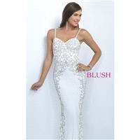 Off White/Silver Beaded Jersey Gown by Blush by Alexia - Color Your Classy Wardrobe