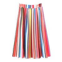 Must-have Vogue Pleated Satin Rainbow Mid-length Skirt Skirt - Lafannie Fashion Shop