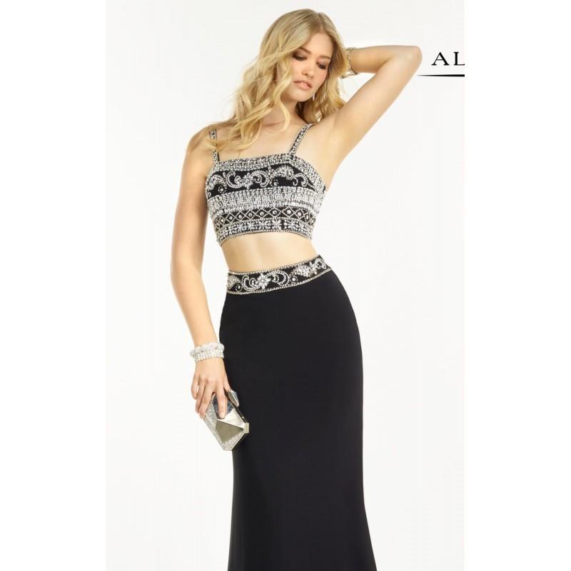 wedding, Black/Silver Two-Piece Long Gown by Alyce BDazzle - Color Your Classy Wardrobe