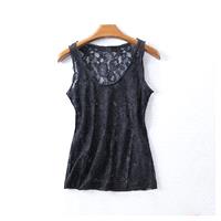 Hollow Out Slimming Sleeveless Summer Flexible Lace Essential T-shirt - beenono.com