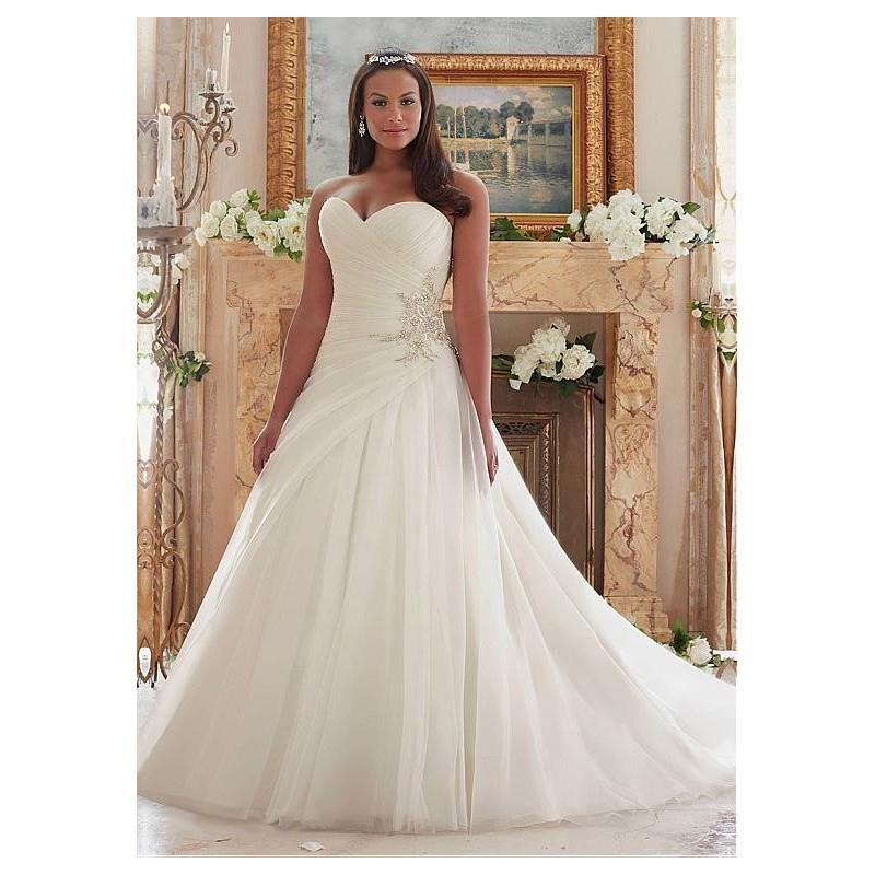 My Stuff, Marvelous Organza Sweetheart Neckline A-line Plus Size Wedding Dresses With Beadings - ove