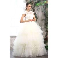 Fantastic Ball Gown Illusion Neckline Floor Length Tulle Wedding Dress CWXF13003 - Top Designer Wedd
