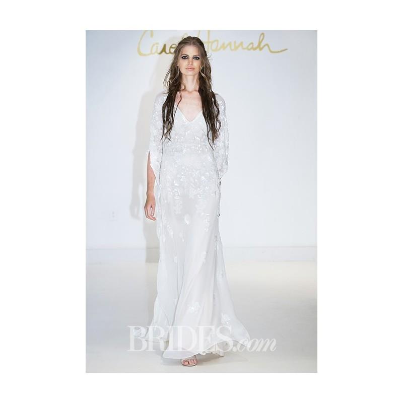 wedding, Carol Hannah - Fall 2015 - Iolite V-neck Sequined Wedding Dress with Long Sleeves - Stunnin