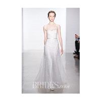 Christos - Spring 2015 - Cap-Sleeved Floral A-Line Wedding Dress with an Illusion High Neckline - St