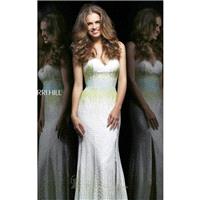 Ivory/Green/Aqua Strapless Beaded Gown by Sherri Hill - Color Your Classy Wardrobe