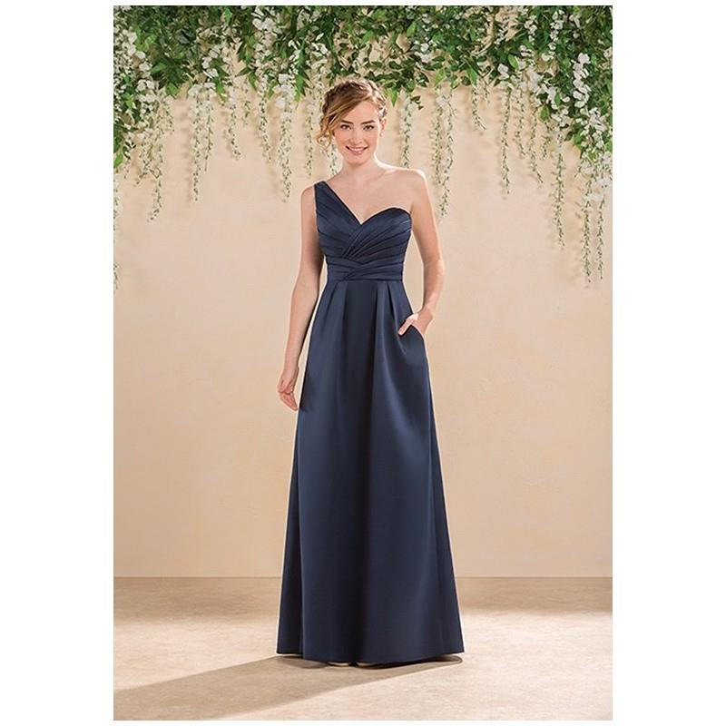 wedding, B2 by Jasmine B183020 - A-Line Blue Satin Floor Natural - Formal Bridesmaid Dresses 2018|Pr