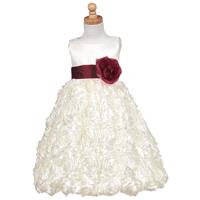 Blossom Ivory Satin Bodice w/ Floral Ribboned Skirt & Detachable Sash & Flower Style: BL220 - Charmi