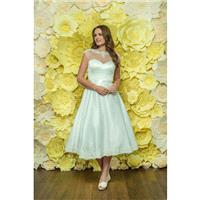Style D045 by Daisy by Alexia - Ivory  White Satin Illusion back Tea Sweetheart  Illusion A-Line Cap