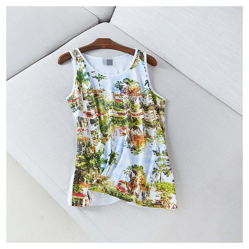 My Stuff, Must-have Oversized Printed Scoop Neck Summer Sleeveless Top T-shirt - Lafannie Fashion Sh