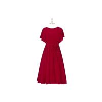 Burgundy Azazie Alejandra - Chiffon Scoop Knee Length Back Zip Dress - Simple Bridesmaid Dresses & E