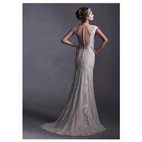 Elegant Tulle & Lace Scoop Neckline Natural Waistline Mermaid Wedding Dress With Lace Appliques - ov