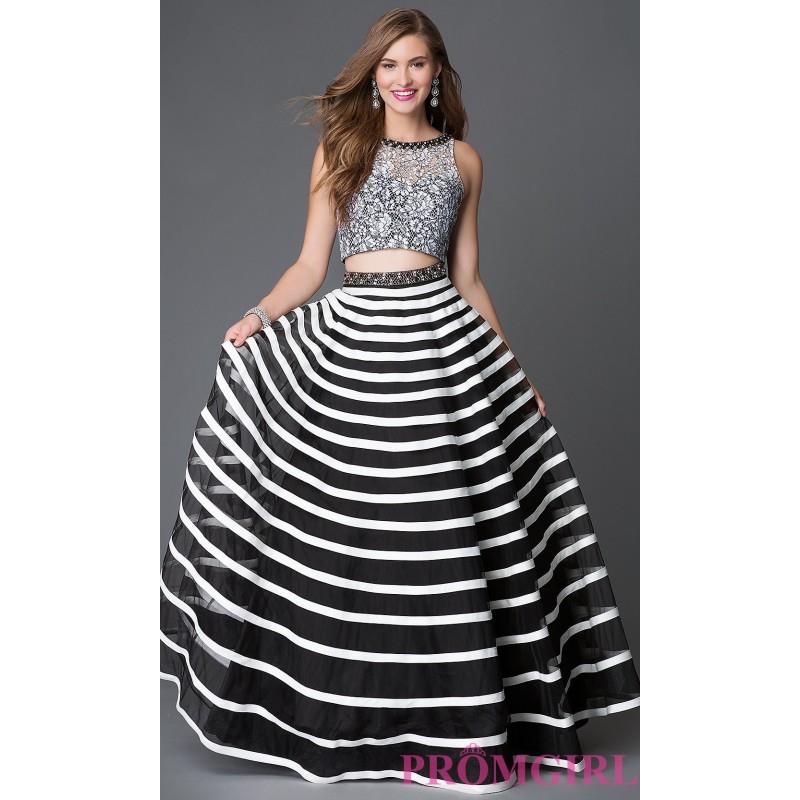 My Stuff, Trendy Two Piece Lace and Striped Prom Dress by Xcite - Brand Prom Dresses|Beaded Evening