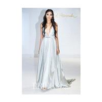Carol Hannah - Fall 2015 - Azurite Sleeveless V-neck A-line Wedding Dress in Pale Blue - Stunning Ch