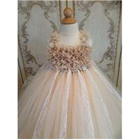 NEW champagne chiffon hydrangea flower girl tutu dress - Hand-made Beautiful Dresses|Unique Design C