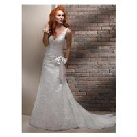 Stunning Satin & Tulle V-neck Neckline A-line Wedding Dress - overpinks.com