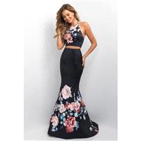 Blush - Two-Piece Floral Halter Neck Satin Mermaid Gown 11137 - Designer Party Dress & Formal Gown