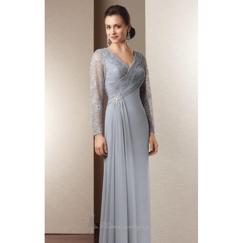 My Stuff, Pearl Grey Long Sleeved Evening Gown by Alyce Jean De Lys - Color Your Classy Wardrobe