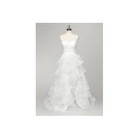 Ivory Azazie Azura BG - Illusion Sweep Train Illusion Organza And Lace Dress - Charming Bridesmaids