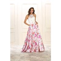 May Queen - MQ1525 Halter Floral Print Jacquard A-line Dress - Designer Party Dress & Formal Gown