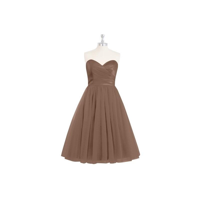 My Stuff, Brown Azazie Reina - Tulle And Satin Corset Knee Length Sweetheart Dress - Charming Brides
