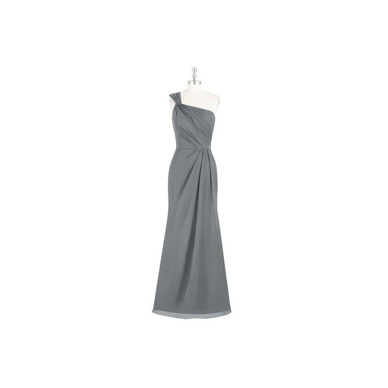 My Stuff, Steel_grey Azazie Carissa - Strap Detail One Shoulder Floor Length Chiffon Dress - Charmin