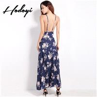 2017 slim dress sexy retro flower print summer dress new Halter strap dress - Bonny YZOZO Boutique S