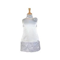 Silver Charmeuse w/Ribbon Embroidered Bottom and Pinned Flower Style: D3810 - Charming Wedding Party