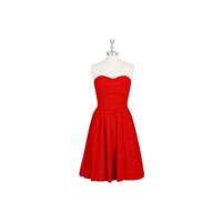 Red Azazie Kaiya - Chiffon Knee Length Sweetheart Back Zip Dress - Charming Bridesmaids Store