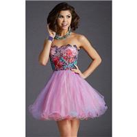 Pink Multi Strapless Beaded Dress by Clarisse - Color Your Classy Wardrobe