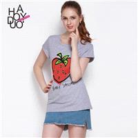 Strawberry in summer 2017 new stylish slim comfort women printing t shirt - Bonny YZOZO Boutique Sto