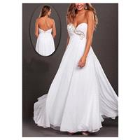 Graceful Chiffon A-line Strapless Sweetheart Empire Waist Embellished Floor Length White Prom Gown -