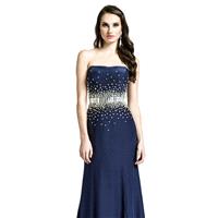 Navy Strapless Embellished Gown by ASHLEYlauren - Color Your Classy Wardrobe