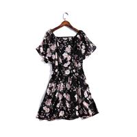 Fresh Printed Frilled Sleeves Slimming Curvy Chiffon Summer Dress - Lafannie Fashion Shop