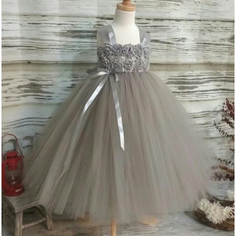 My Stuff, Free Shipping  to USA Custom Made Grey Tutu Dress-Dress for Flower Girls Available in Size