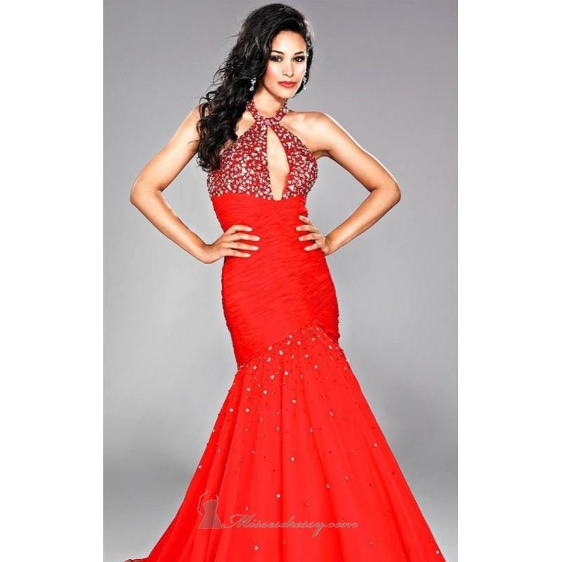My Stuff, Red Chiffon Dress by Landa Designs Signature Pageant - Color Your Classy Wardrobe