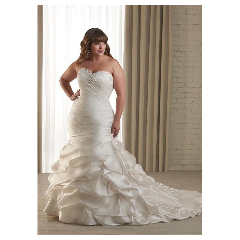 My Stuff, Charming Satin Sweetheart Neckline Natural Waistline Mermaid Plus Size Wedding Dress - ove