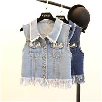 Ripped Beading Cowboy Spring Trendy Casual Vest - Lafannie Fashion Shop