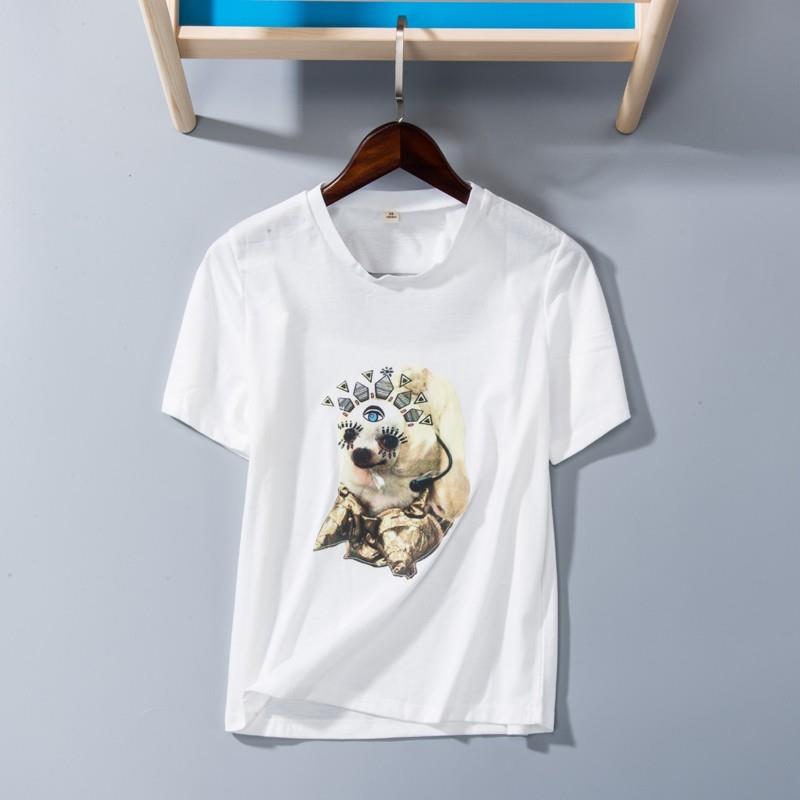 My Stuff, Must-have Vogue Simple Printed Scoop Neck Short Sleeves Cartoon One Color T-shirt - Discou
