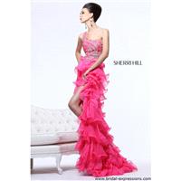 Sherri Hill 3870 Beaded High Low Ruffle Prom Dress - Crazy Sale Bridal Dresses|Special Wedding Dress